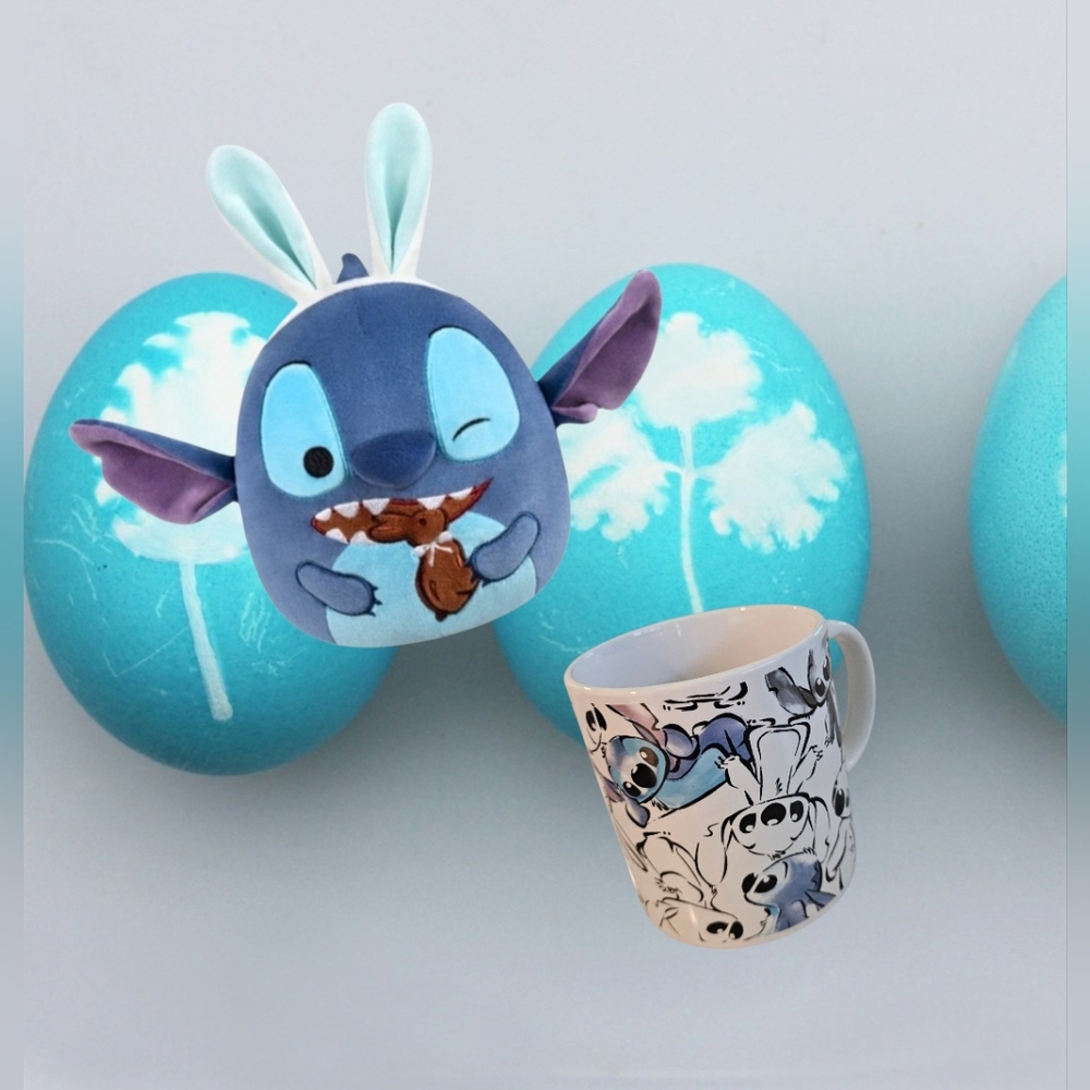 Nwt Disney Stitch Plush with Character Mug - Blue and white